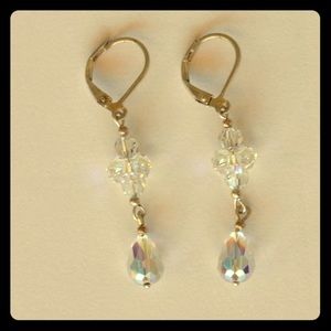 Silver murano crystal drop earrings
